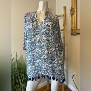 Roberta Roller Rabbit Tunic Kurta Top Beach Pool Cover Up Small